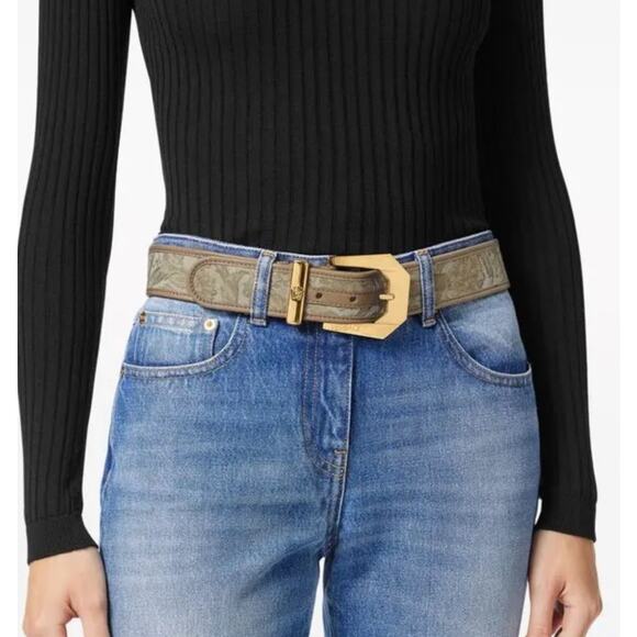 138. Versace Medusa Heritage Barocco Jacquard Logo Buckle Leather Belt main image 9